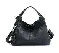 Sac fourre-tout en cuir véritable femmes sacs à bandoulière décontractés femme sac à main grands sacs à bandoulière (Color : Black)
