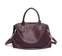 Sac fourre-tout en cuir véritable for femme, sac à bandoulière de grande capacité, sac à main en cuir de vache souple (Color : Burgundy, Size : 35cmx14cmx26cm)