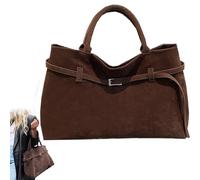 Sac fourre-tout en daim modavo,grand sac à main de travail à poignée supérieure en daim marron,sac à main en faux daim vintage modavo sac à bandoulière de grande capacité (Marron,Taille unique)