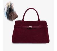 Sac fourre-tout en daim modavo sacs hobo amples, grand sac à main de travail à poignée supérieure en daim marron pour femmes, sac à main vintage en faux daim (Rouge,Taille libre)