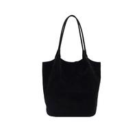 Sac fourre-tout en daim synthétique pour femme, sac à main rétro pour le travail, le bureau, les voyages, sacoche avec poignée sur le dessus, Noir/blanc, 38x30cm