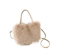 Sac fourre-tout en fausse fourrure for femme, sac seau peluche, sacs à main for dames, bandoulière doux for l'hiver(Khaki)