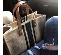 Sac fourre-tout en lin à contraste de couleur minimaliste, sac à bandoulière de rangement polyvalent, sac de travail simple pour femmes, sac d'étude, sac à main d'étudiant, sac à dos, sac de rentrée s