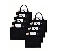 Sac fourre-tout en lin noir, design DIY, inspire l'imagination, minimaliste élégant, peut être utilisé comme sac cadeau de demoiselle d'honneur personnalisé pour mariage, sac de maquillage, sac de ran