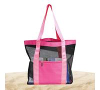 Sac fourre-tout en maille pour la plage | Grand sac fourre-tout de plage pliable pour femme, sac à bandoulière léger pour voyage à la plage, rose vif, Refer to description