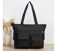 Sac fourre-tout en nylon de couleur unie, grande capacité, multi-poches. Style simple et léger, adapté aux ordinateurs portables, style polyvalent pour le collège. Taille UniqueMulticolorePolyester