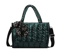 Sac fourre-tout en nylon pour femme - Grand sac à bandoulière avec fermeture éclair - Pour l'école, les voyages, un usage quotidien - Sac à bandoulière pour homme, Vert, Taille unique