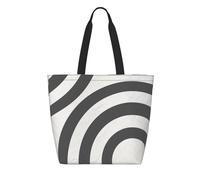 Sac fourre-tout en papier aramide noir et blanc, motif arches abstraites style Mid-Century Modern, avec poche zippée, sac de courses réutilisable, léger et imperméable, indispensable au quotidien.