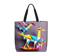 Sac fourre-tout en papier multicolore origami - Grand sac à bandoulière décontracté pour femme - Pour l'extérieur, les vacances, le week-end, les voyages