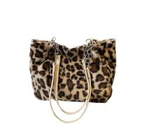 Sac fourre-tout en peluche pour femme, motif léopard, chaîne d'épaule moelleuse, grande capacité, poignée de navetteur, Couleur 1, Taille unique