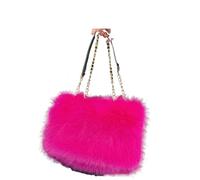Sac Fourre-Tout En Peluche Sac à bandoulière en peluche grande capacité for femme, couleur vive, hiver, sac sous les bras fausse fourrure, fourre-tout(Rose)
