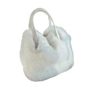 Sac fourre-tout en peluche Sac fourre-tout en peluche for l'hiver, sac seau grande capacité fausse fourrure, à main bandoulière for les courses quotidiennes des femmes pour le Shopping(White)