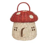 Sac fourre-Tout en rotin Fait à la Main, Panier en rotin tissé en Forme de Champignon, décoration de Chambre d'enfant, Sac de Rangement for Jouets et Divers, Panier de Demoiselle d'honneur(Style1)