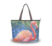 Sac fourre-tout en tissu de soie avec fermeture éclair pour femme, sac à main d'été pour femme, pour bal, fiançailles, cocktail, fête, mariage (aquarelle rouge flamant rose) L