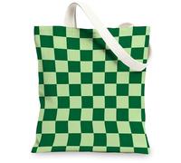 Sac fourre-tout en toile à carreaux, respectueux de l'environnement, réutilisables, sac à main léger vert, 33 x 38 cm
