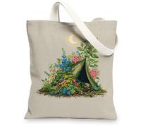 Sac fourre-tout en toile à motif floral, respectueux de l'environnement, sacs à provisions réutilisables, sacs légers à bandoulière vert 33 x 38 cm