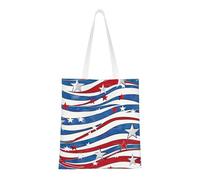 Sac fourre-tout en toile à pois réutilisable pliable pour voyage, plage, gym, travail, école, Patriotic Stars Strips Independence Day, Taille unique
