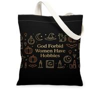 Sac fourre-tout en toile avec citation amusante et symboles de sorcellerie | Impression de citation sarcastique, esthétique sorcière, art mystique, accessoire de shopping polyvalent, style gothique
