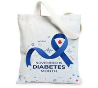 Sac fourre-tout en toile avec citation du mois de la sensibilisation au | Ruban de sensibilisation bleu, éléments graphiques médicaux, thème de sensibilisation à la santé, message de soutien
