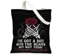 Sac fourre-tout en toile avec citations sarcastiques et roses gothiques 33 | Illustration de rose gothique, citation sarcastique, esthétique sombre, sac à bandoulière décontracté