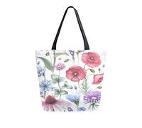Sac fourre-tout en toile avec fleurs de marguerite et motif floral pour femme, sac de plage, été, printemps, coquelicot, grand sac à main réutilisable, léger pour le shopping, les courses, les voyages