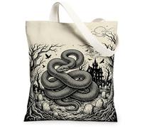 Sac fourre-tout en toile avec illustration de cimetière gothique serpent