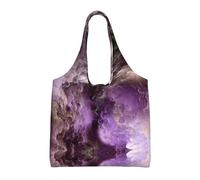 Sac fourre-tout en toile avec imprimé galaxie violette pour femme, sac d'épicerie réutilisable, grande pochette en toile, sac à main portable