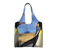 Sac fourre-tout en toile avec imprimé pingouin mignon - Sac à main à bandoulière - Grande capacité, Noir , Taille unique