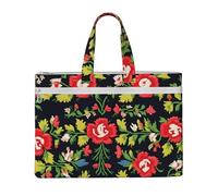 Sac fourre-tout en toile avec imprimé rose pour documents, fournitures de bureau, voyage