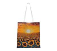 Sac fourre-tout en toile avec imprimé tournesol, coucher de soleil, mer de fleurs, sac fourre-tout léger, réutilisable, pour le shopping, la salle de sport, le travail