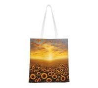 Sac fourre-tout en toile avec imprimé tournesol, coucher de soleil, mer de fleurs, sac fourre-tout léger, réutilisable, pour le shopping, la salle de sport, le travail