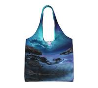 Sac fourre-tout en toile avec imprimé univers graphique 3D - Grande capacité, Noir , Taille unique