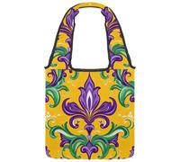 Sac fourre-tout en toile avec motif Mardi Gras - Réutilisable - Pour femmes, filles, enseignantes, infirmières, Multicolore 04, 14.1x14.9in/36x38cm