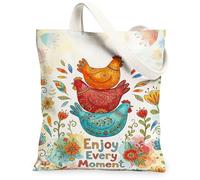Sac fourre-tout en toile avec oiseaux pour femme, fleurs bohèmes, feuilles, printemps multicolore, lavable et réutilisable, idéal pour la famille, les amis, les collègues, la lecture, les amours, 33 x