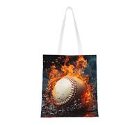 Sac fourre-tout en toile avec poches pour femme, motif balle de baseball, sac de courses mignon réutilisable