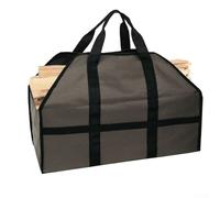 Sac fourre-tout en toile avec poignées rembourrées et structure autoportante pour un transport facile et un rangement du bois de chauffage (couleur foncée)