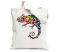 Sac fourre-tout en toile caméléons colorés, sacs à provisions réutilisables respectueux de l'environnement, sacs à bandoulière en coton léger, coloré, 13x15 Inch