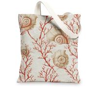 Sac fourre-tout en toile corail coquillage inspiré de la nature, sacs de courses légers, lavables, élégants et respectueux de l'environnement, pour voyage, pique-nique, 33 x 38,1 cm