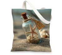 Sac fourre-tout en toile de bord de mer, sacs de plage réutilisables respectueux de l'environnement, sacs à main légers sur le thème de l'océan 33 x 38 cm