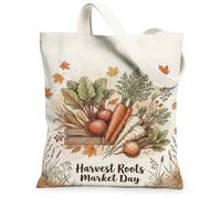 Sac fourre-tout en toile de carotte, style rustique, bio, betterave, radis, blanc, esthétique, 33 x 38,1 cm, blanc, 13x15 Inch