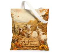 Sac fourre-tout en toile de chèvre, style rustique avec feuilles de foin, marron, 33 x 38,1 cm, marron, 13x15 Inch
