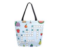 Sac fourre-tout en toile de dessin animé de mots croisés Sacs d'épicerie réutilisables Sac de transport fourre-tout avec poignées