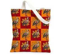 Sac fourre-tout en toile d'érable rétro réutilisable pour le shopping, 33 x 38 cm, motif cigognes d'automne et oiseaux, décoration cadeau