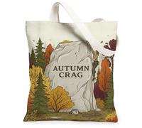 Sac fourre-tout en toile d'escalade paysage d'automne 33 x 38 cm | Thème escalade, paysage de forêt d'automne, esprit d'aventure en plein air, illustration inspirée de la nature