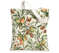 Sac fourre-tout en toile d'olive pour femme, motif botanique d'amande naturelle, vert printemps, lavable, réutilisable, idéal pour l'extérieur, les voyages, le travail, la lecture, 33 x 38 cm