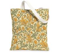 Sac fourre-tout en toile florale pour femme, motif bourgeons d'iris vintage, jaune printanier, lavable et réutilisable, idée fourre-tout pour voyage, travail, magasinage, jaune, 13x15 Inch