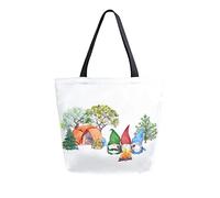 Sac fourre-tout en toile Gnomes voyageurs famille femme sac de plage tente de feu de camp sac à bandoulière parc forestier grand sac à main réutilisable léger pour le shopping épicerie voyage