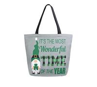 Sac fourre-tout en toile It's The Most Wonderful Time Woman Sac de plage St Patrick Gris Sac à bandoulière Grand sac à main réutilisable léger pour le shopping, les courses, les voyages