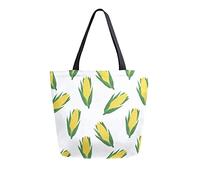 Sac fourre-tout en toile Légumes frais Maïs Femme Sac de plage Aquarelle Végétarisme Ingrédients de cuisine Sac à bandoulière Grand sac à main réutilisable léger pour le shopping épicerie voyage vacan