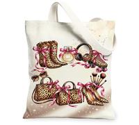 Sac fourre-tout en toile léopard pour femme, sac à main tendance chic, sac à main N/A marron, lavable et réutilisable, idéal pour les voyages et le travail, Brun, 13x15 Inch